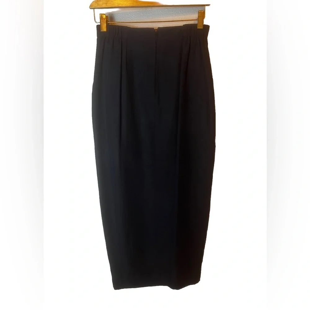 Vintage 80’s Criscione NY/CACHE Gold Embellished Black MIDI Skirt Front Slit XS